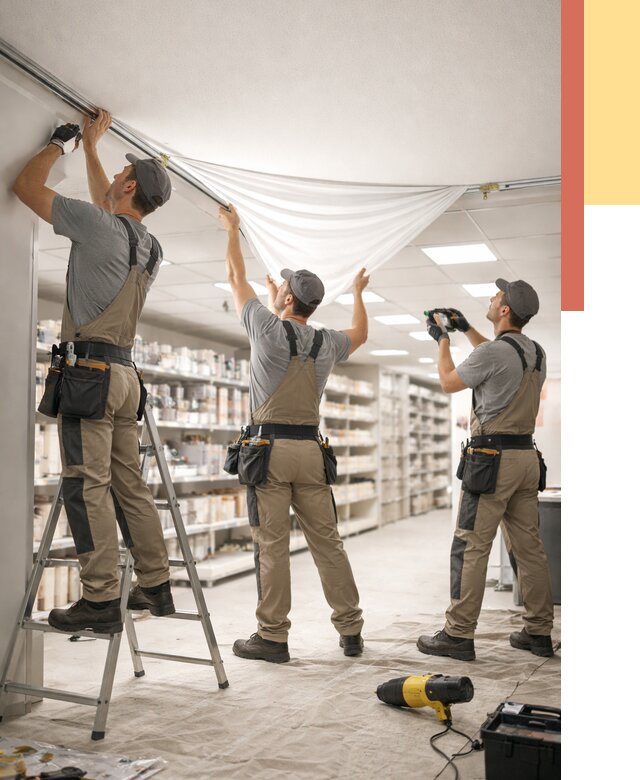 Монтаж натяжного потолка в магазине в чусовом от 4702 руб. быстро и недорого | ОТДЕЛОЧНИК-Чсв