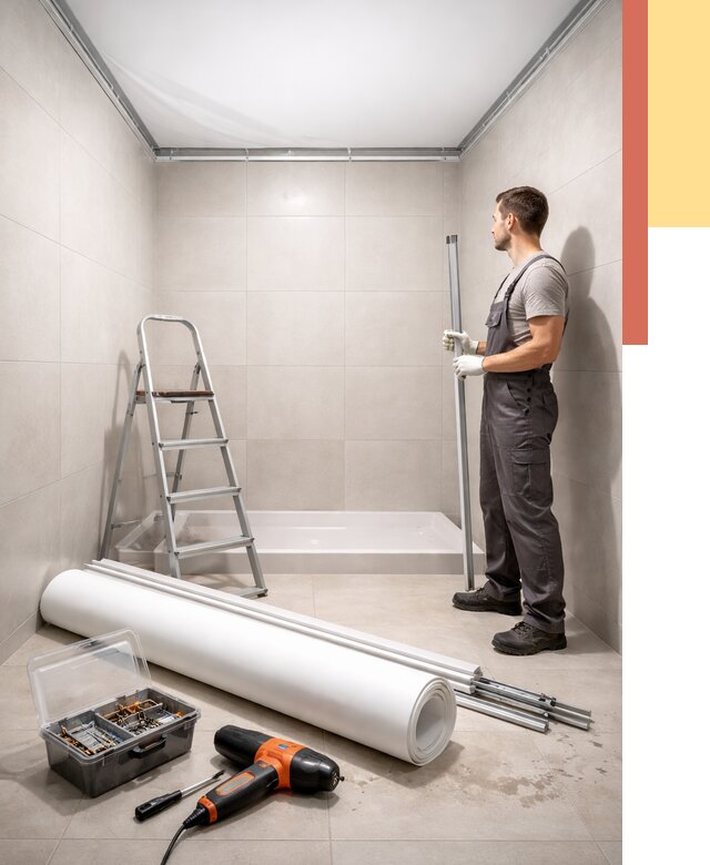 Монтаж натяжного потолка в санузле в чусовом от 1933 руб. — ОТДЕЛОЧНИК-Чсв