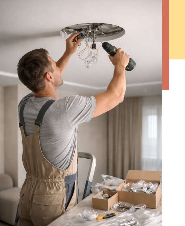 Установка люстры в натяжной потолок в чусовом от 1254 руб. | Быстро и недорого — ОТДЕЛОЧНИК-Чсв