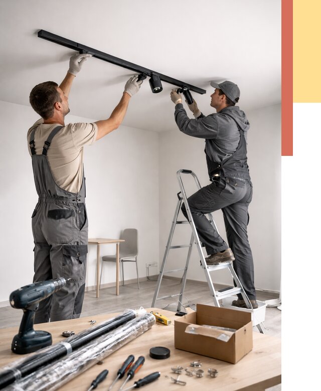 Установка трековых светильников в натяжной потолок в чусовом от 4388 руб. | ОТДЕЛОЧНИК-Чсв