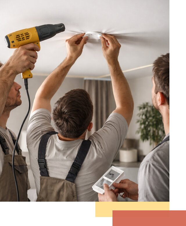 Ремонт прокола полотна натяжного потолка в чусовом