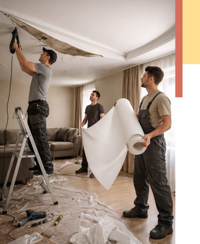 Замена полотна натяжного потолка в чусовом от 9926 руб. быстро и недорого | ОТДЕЛОЧНИК-Чсв