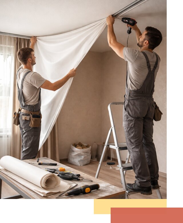 Замена полотна натяжного потолка в чусовом быстро и качественно