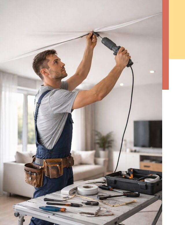 Ремонт натяжных потолков в чусовом от 9926 руб. под ключ — ОТДЕЛОЧНИК-Чсв