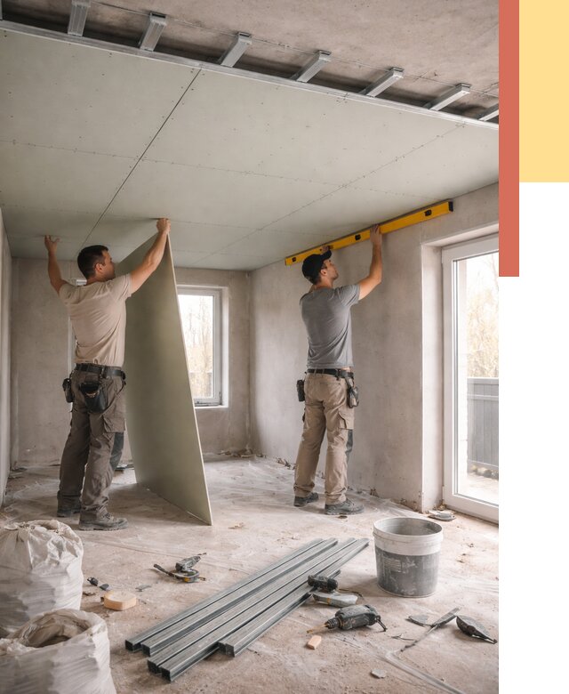 Одноуровневый потолок из гипсокартона в чусовом от 784 руб. — монтаж под ключ | ОТДЕЛОЧНИК-Чсв