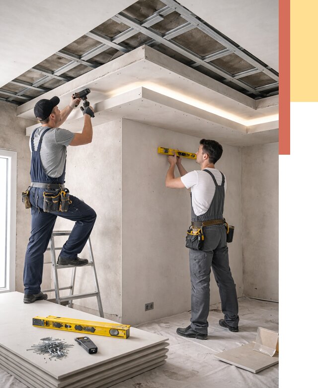 Двухуровневый потолок из гипсокартона в чусовом от 1515 руб. под ключ | ОТДЕЛОЧНИК-Чсв