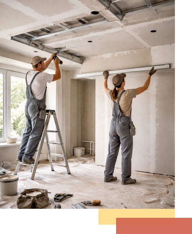 Монтаж многоуровневого потолка из гипсокартона в чусовом