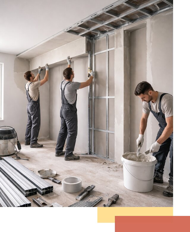 Монтаж потолка из гипсокартона с нишей в чусовом