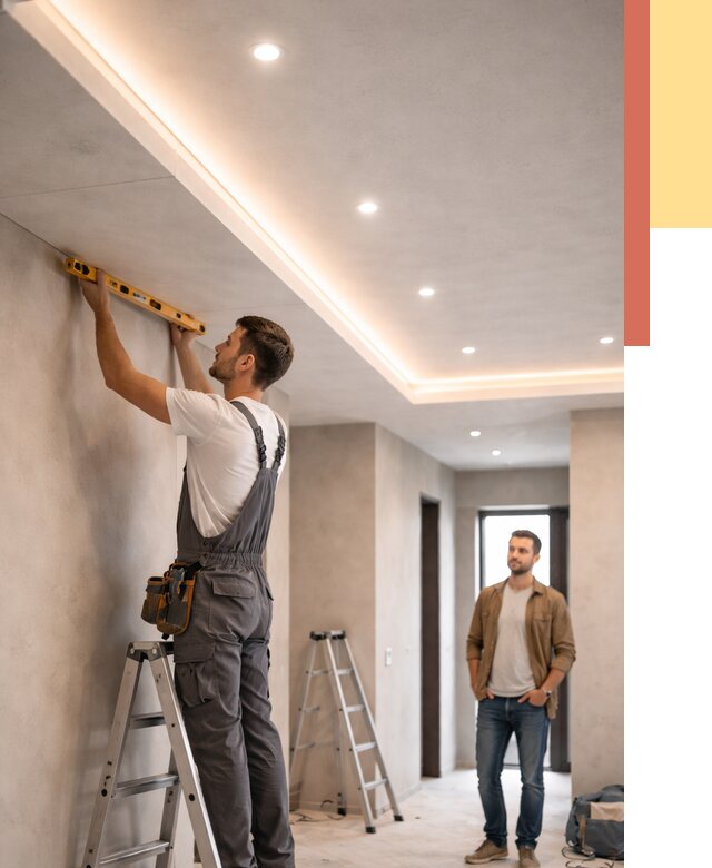 Потолок из гипсокартона с подсветкой в чусовом от 784 руб./м2 под ключ | ОТДЕЛОЧНИК-Чсв