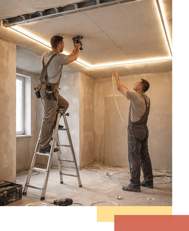 Потолок из гипсокартона с подсветкой в чусовом