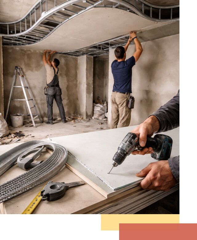 Криволинейный потолок из гипсокартона в чусовом — монтаж и отделка