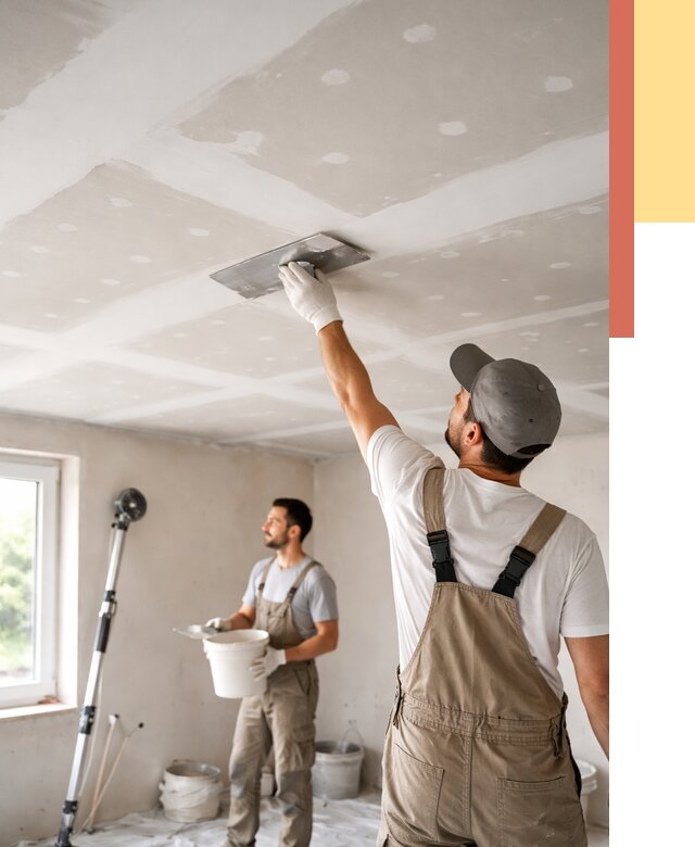 Шпаклевка потолка из гипсокартона в чусовом от 3343 руб./м2 — услуги под ключ | ОТДЕЛОЧНИК-Чсв