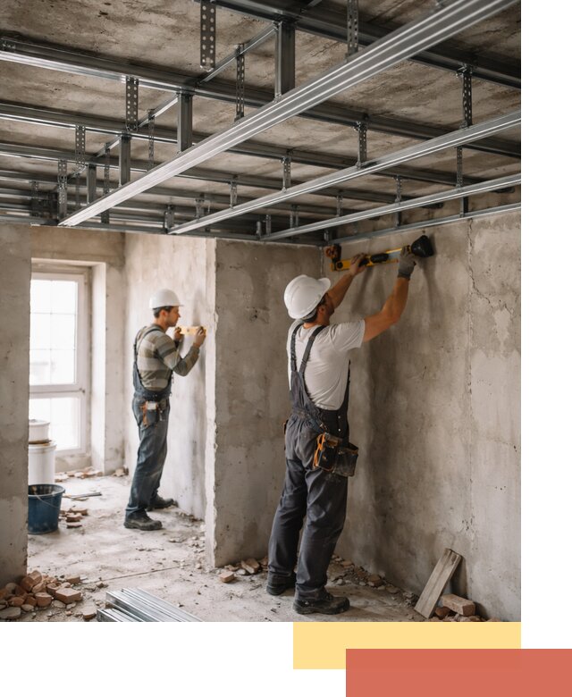 Монтаж каркаса потолка из профильного профиля в чусовом