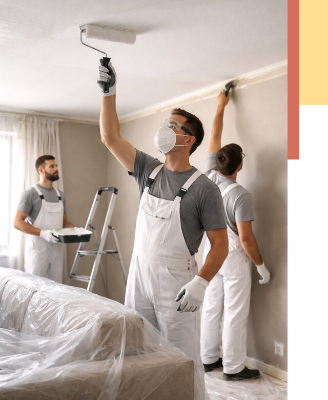 Покраска потолка водоэмельсионной краской в чусовом от 2299 руб/м² — услуги под ключ | ОТДЕЛОЧНИК-Чсв