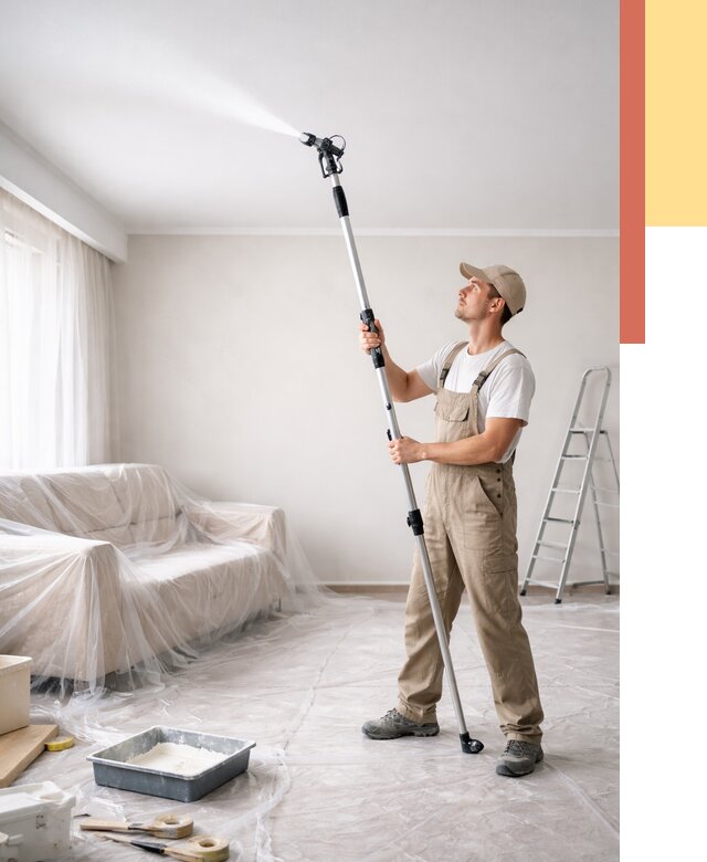 Покраска потолка краскопультом в чусовом от 4702 руб. быстро и недорого | ОТДЕЛОЧНИК-Чсв